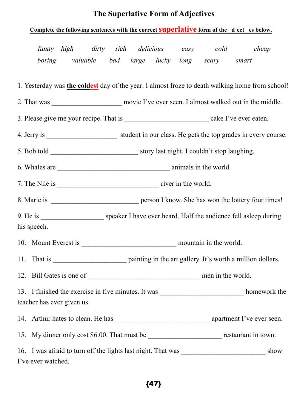 Q3 Grammar Adjectives p.47 Q3 Grammar Adjectives p.47
