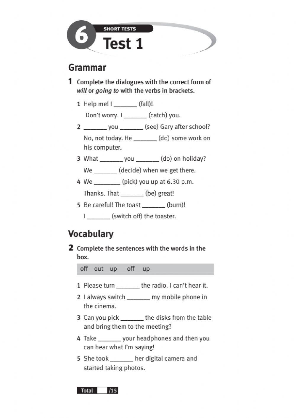 Revision Short Test 1 Unit 6