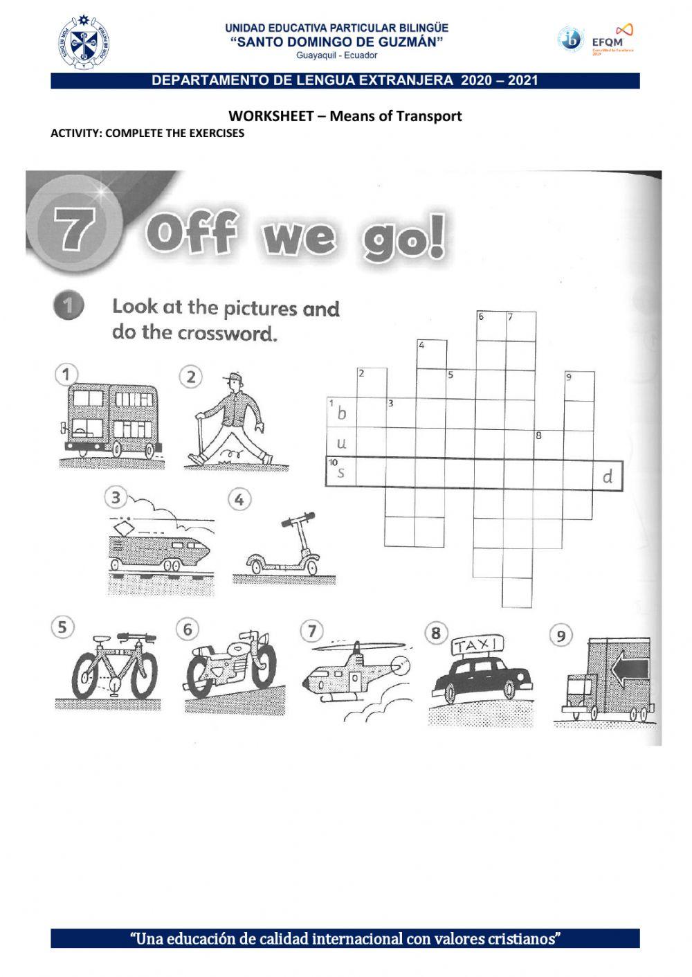 Means of Transport Crossword 2153 miss christina