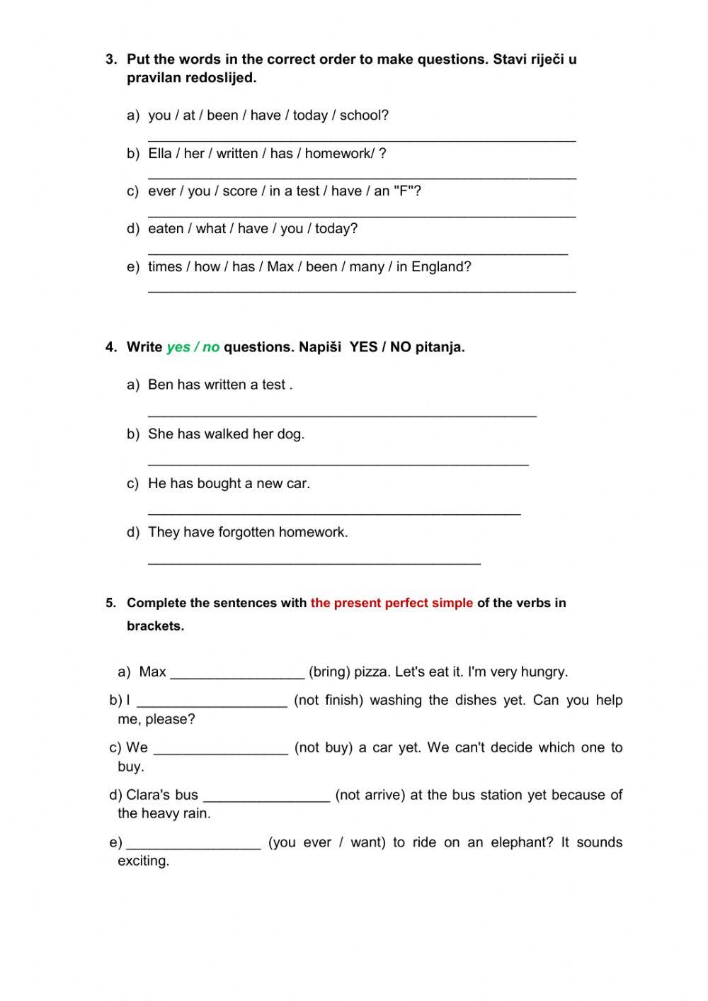 The Present Perfect Practice