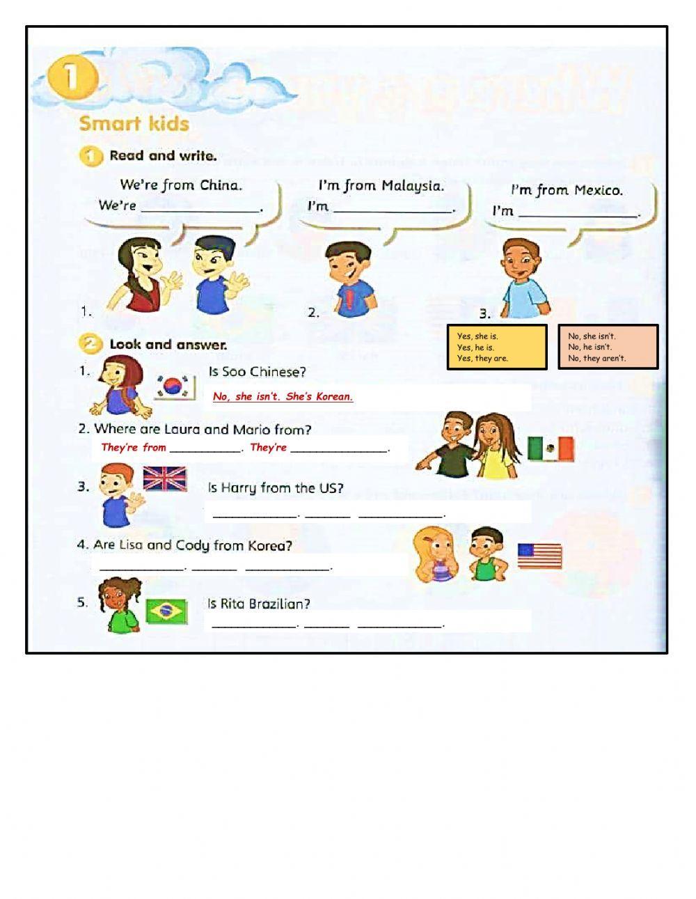 Year 4 Module 1 Workbook: Where Are You From-Practice 1