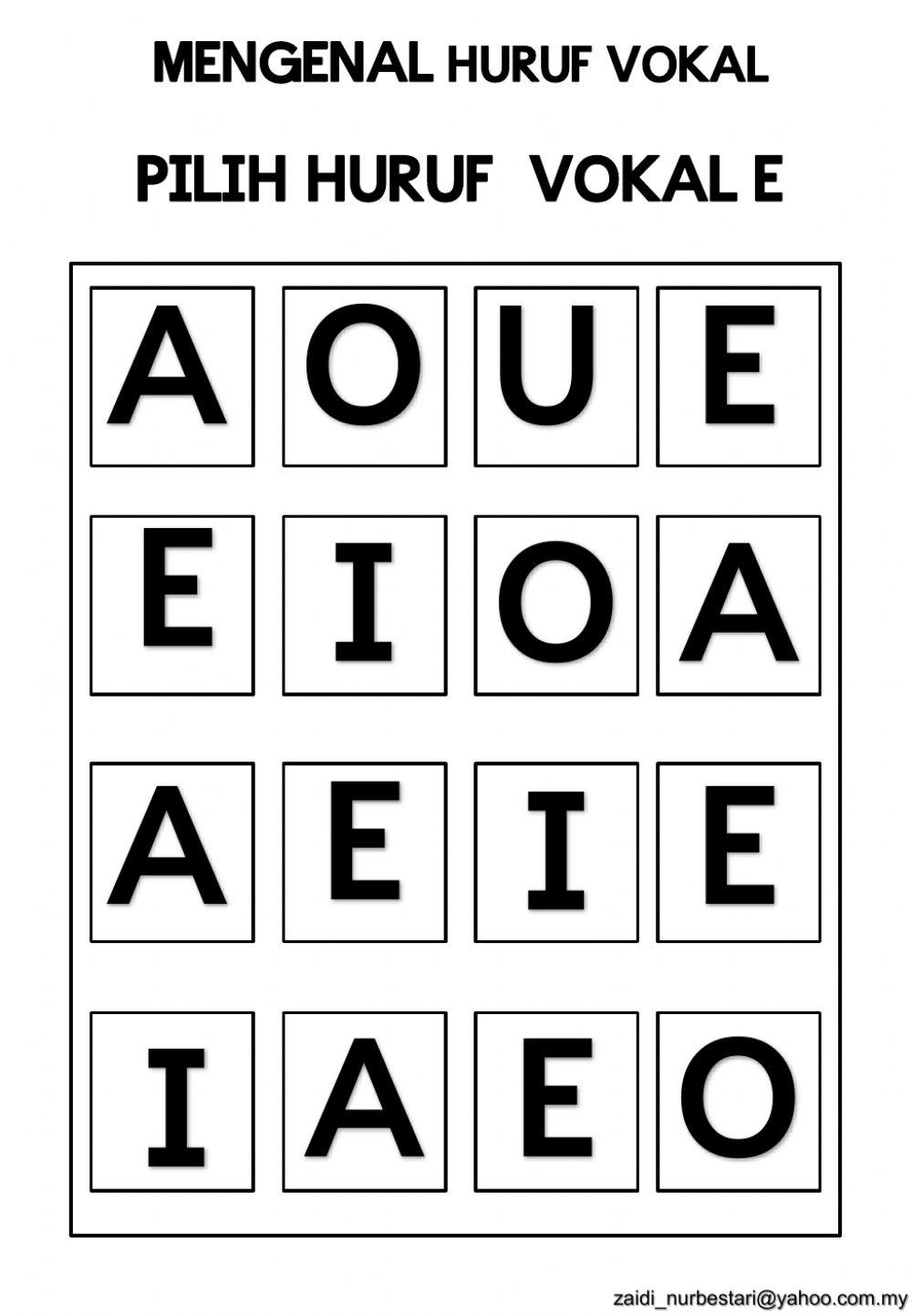 Mengenal huruf vokal
