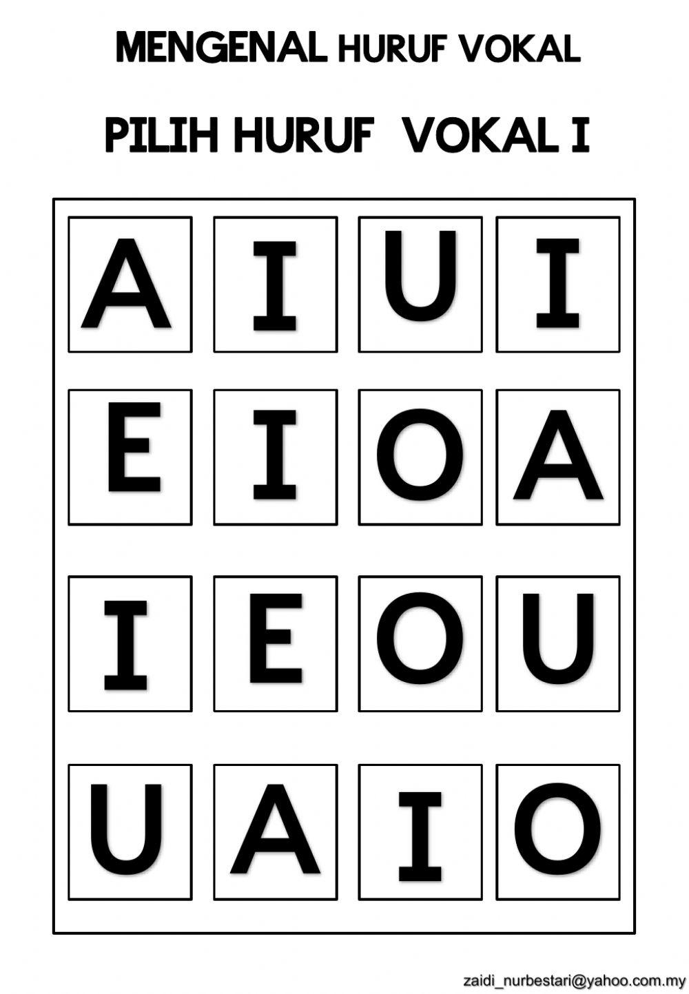 Mengenal huruf vokal