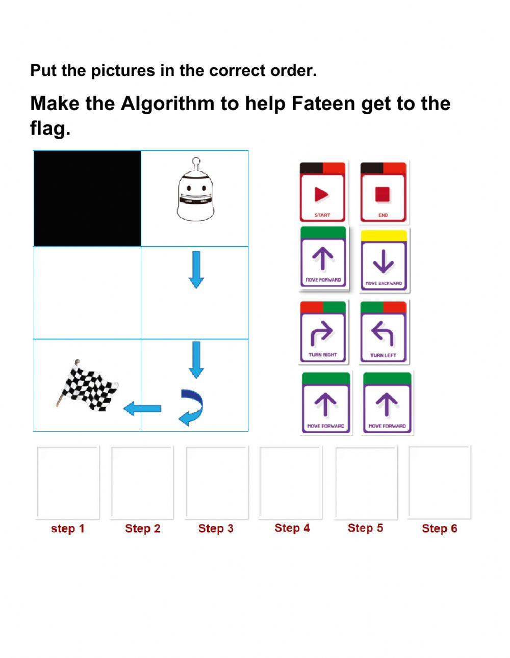 Make the Algorithm to help Fateen get to the flag. worksheet | Live ...