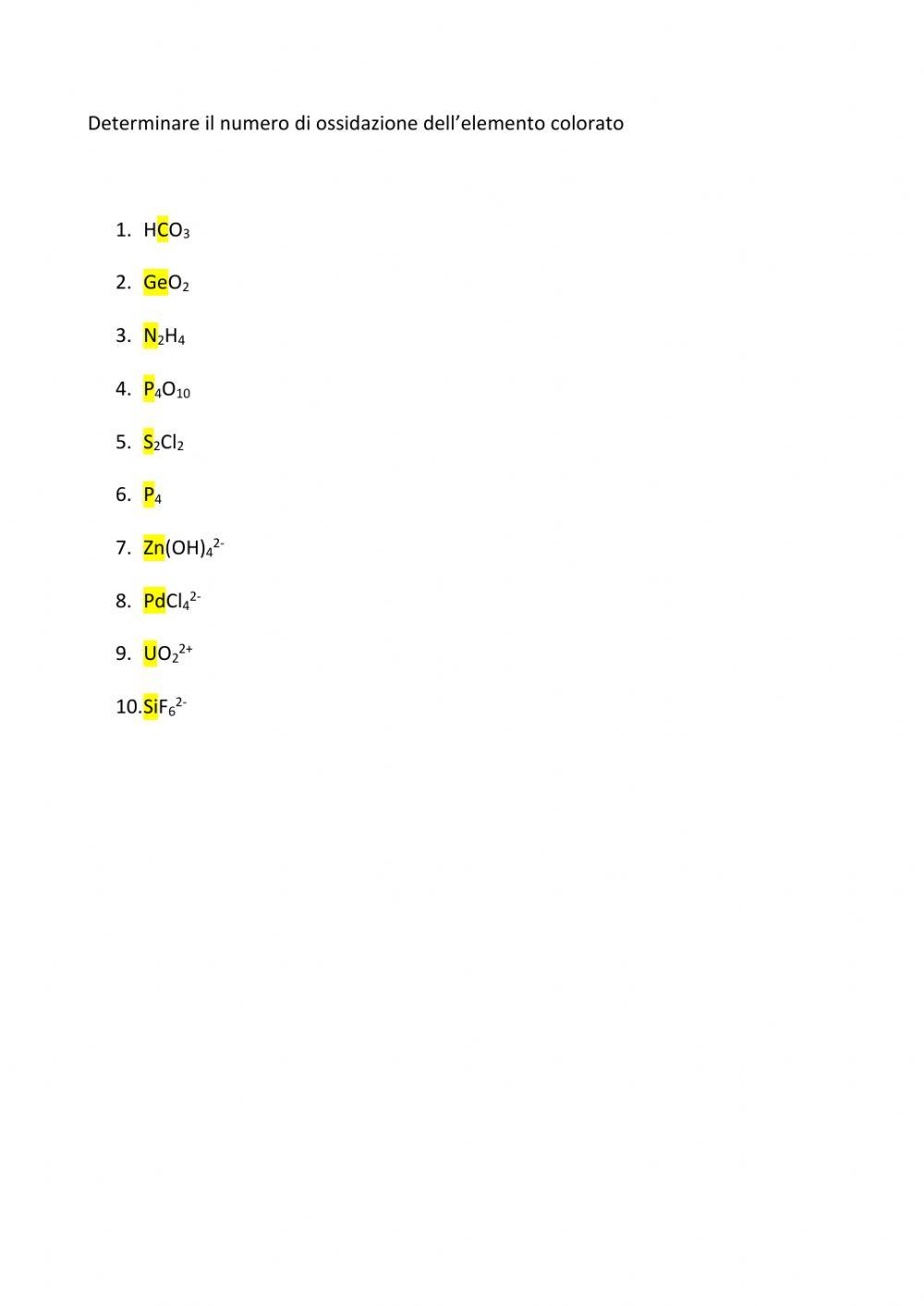 Numeri di ossidazione