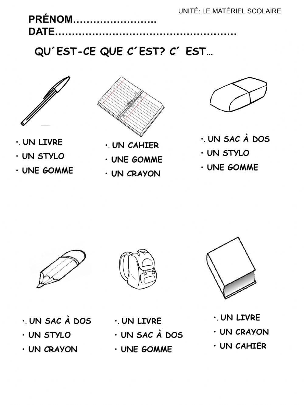 Le matériel scolaire