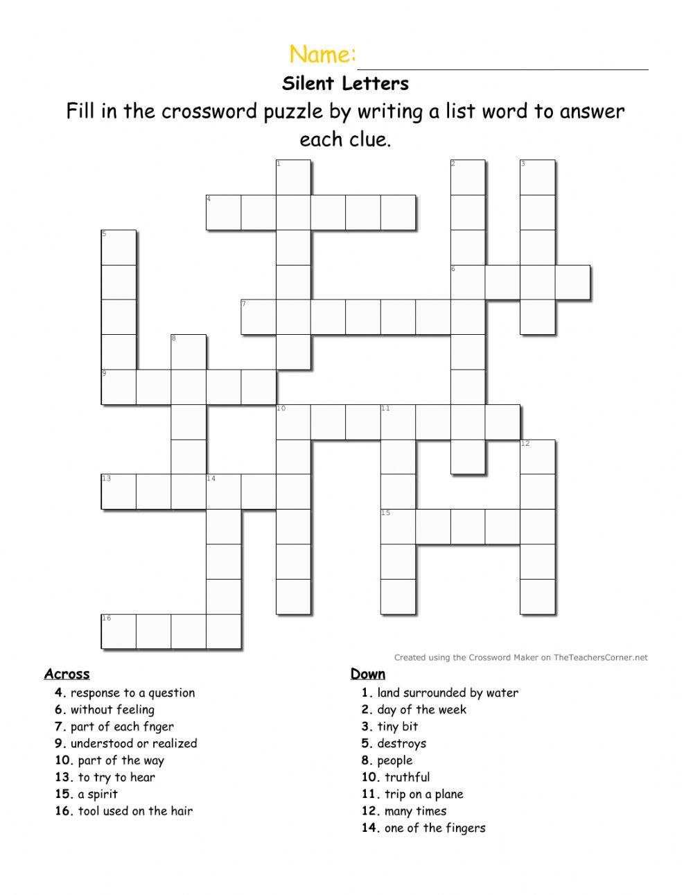 Silent Letters interactive activity Live Worksheets