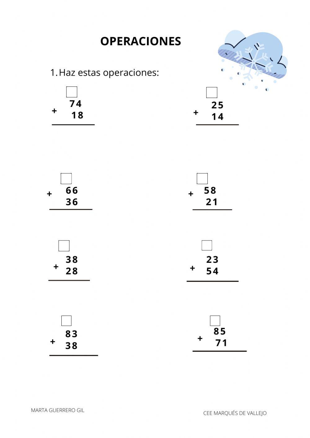 Sumas con llevadas 2 cifras