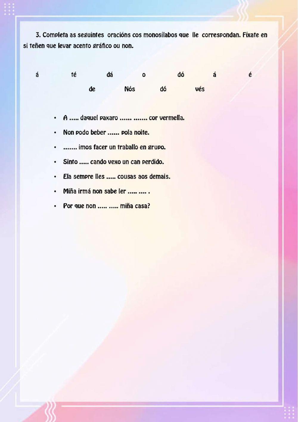 Acento diacrítico en monosílabos 1