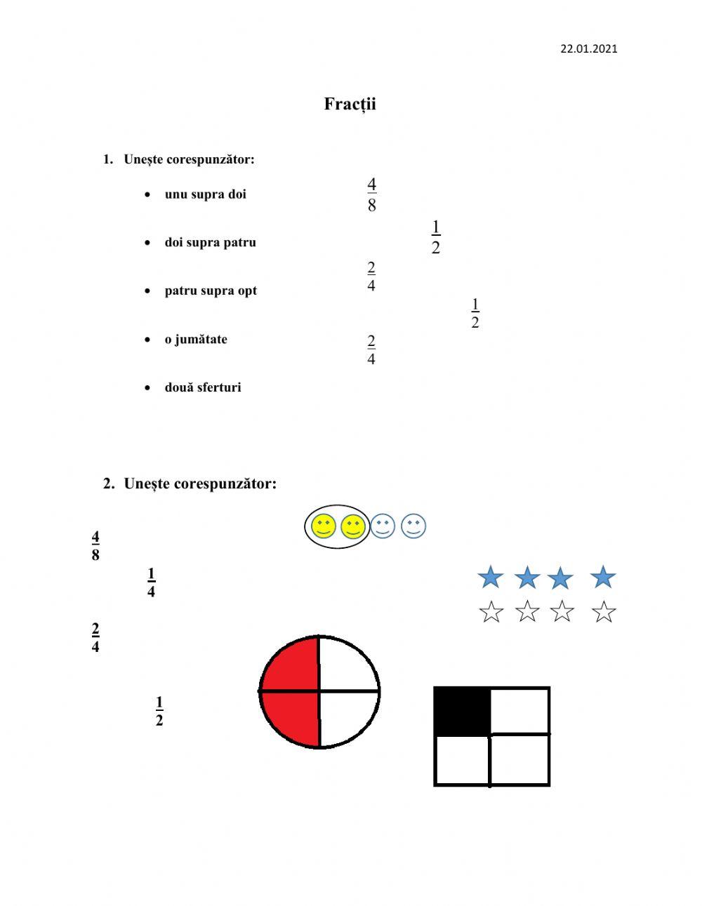 Fracții. Jumătatea. Sfertul