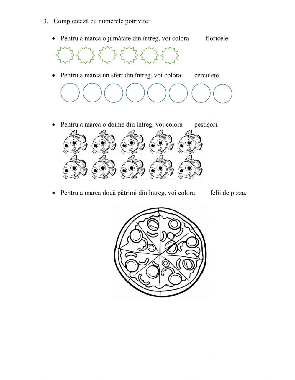 Fracții. Jumătatea. Sfertul