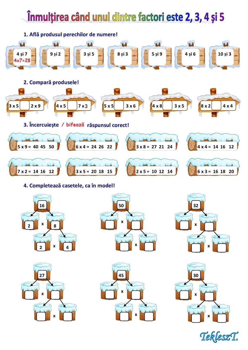 Inmultirea cu 2,3,4,5