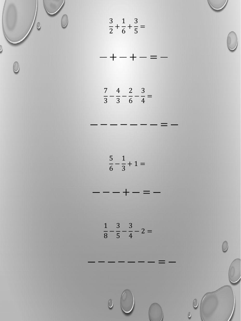 Sumas y restas de fracciones
