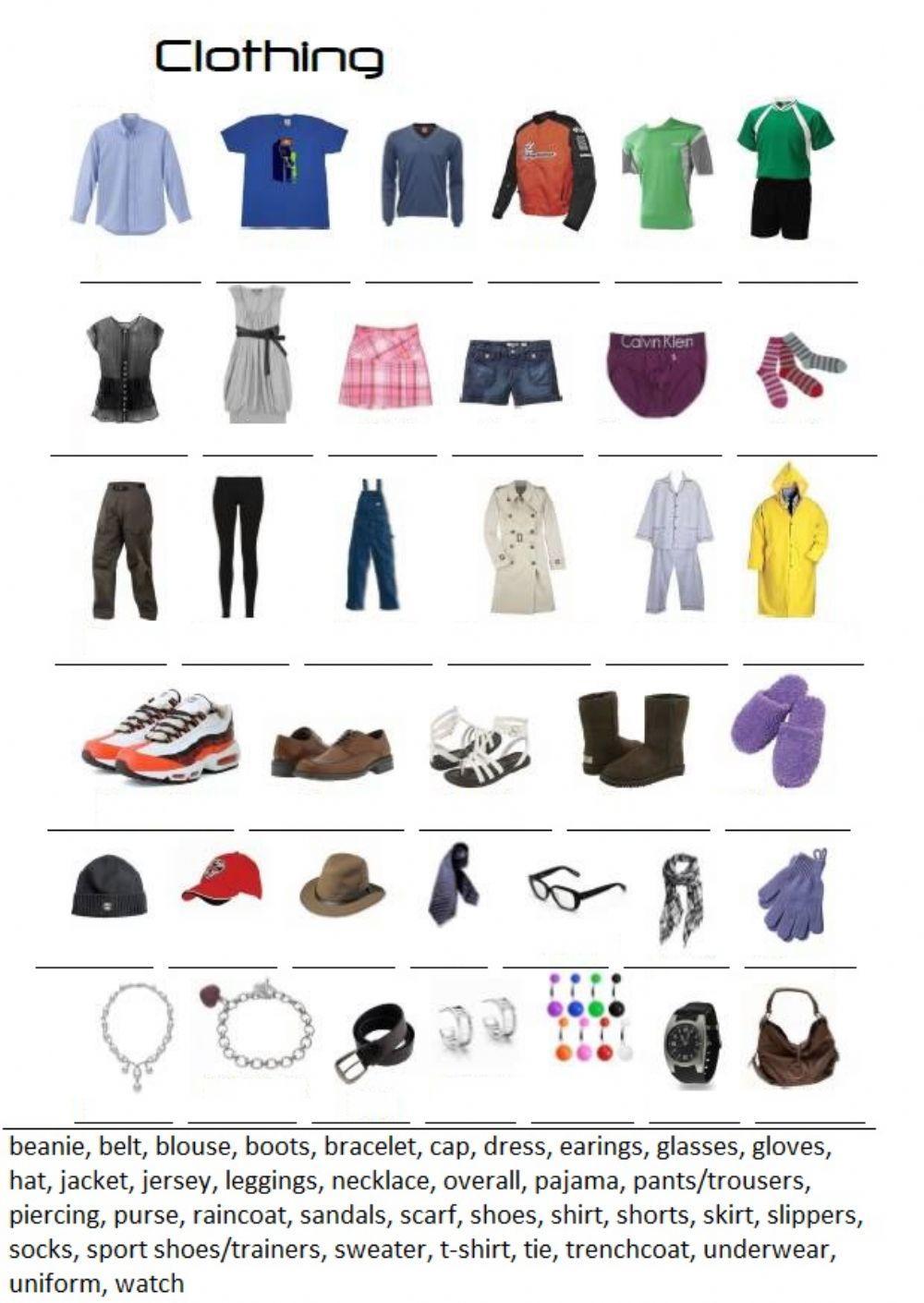 Clothing vocabulary online worksheet