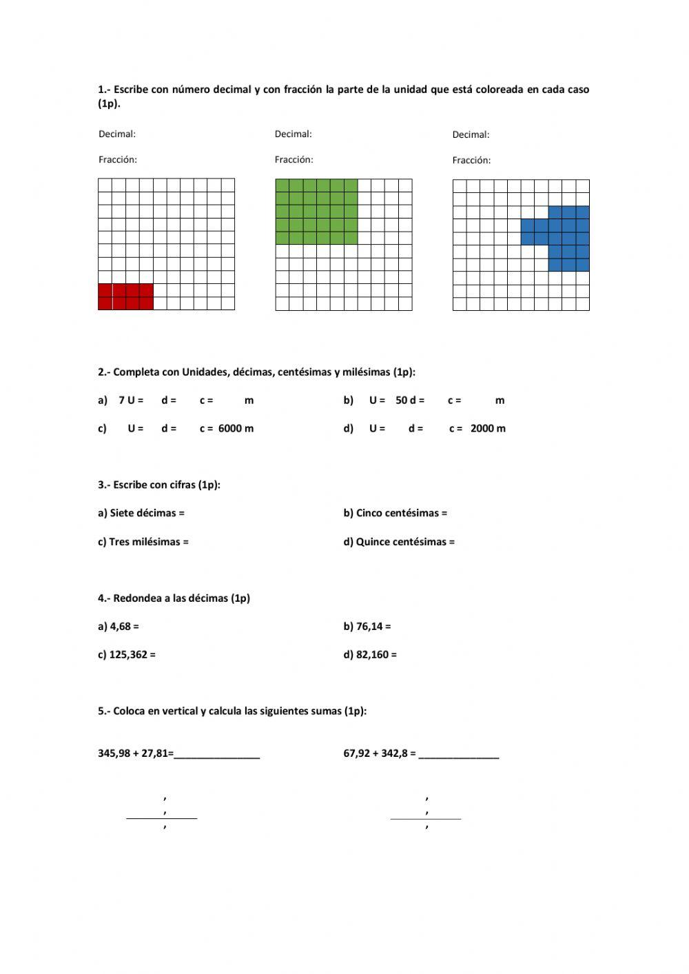 Examen UDI 5 MAT decimales