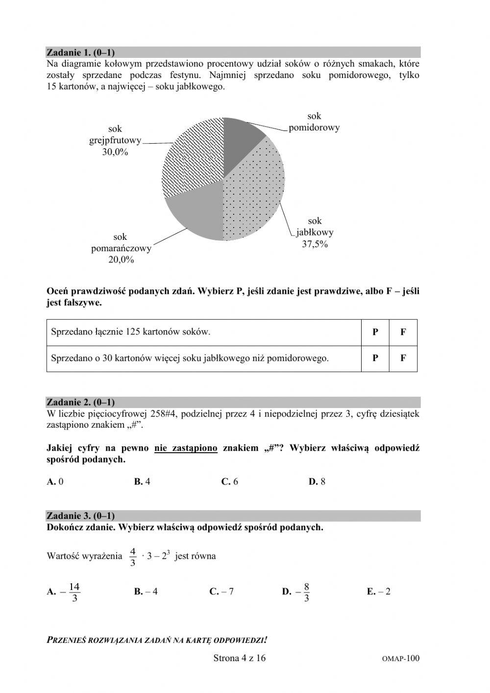 Egzamin ósmoklasisty - matematyka