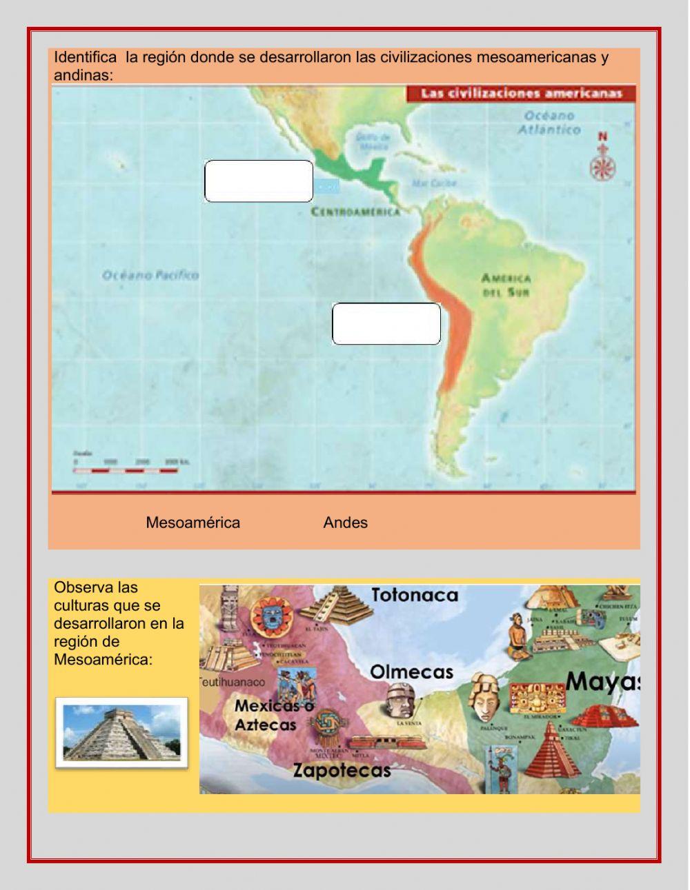 Ubicación temporal y espacial de las culturas  mesoamericanas y andinas