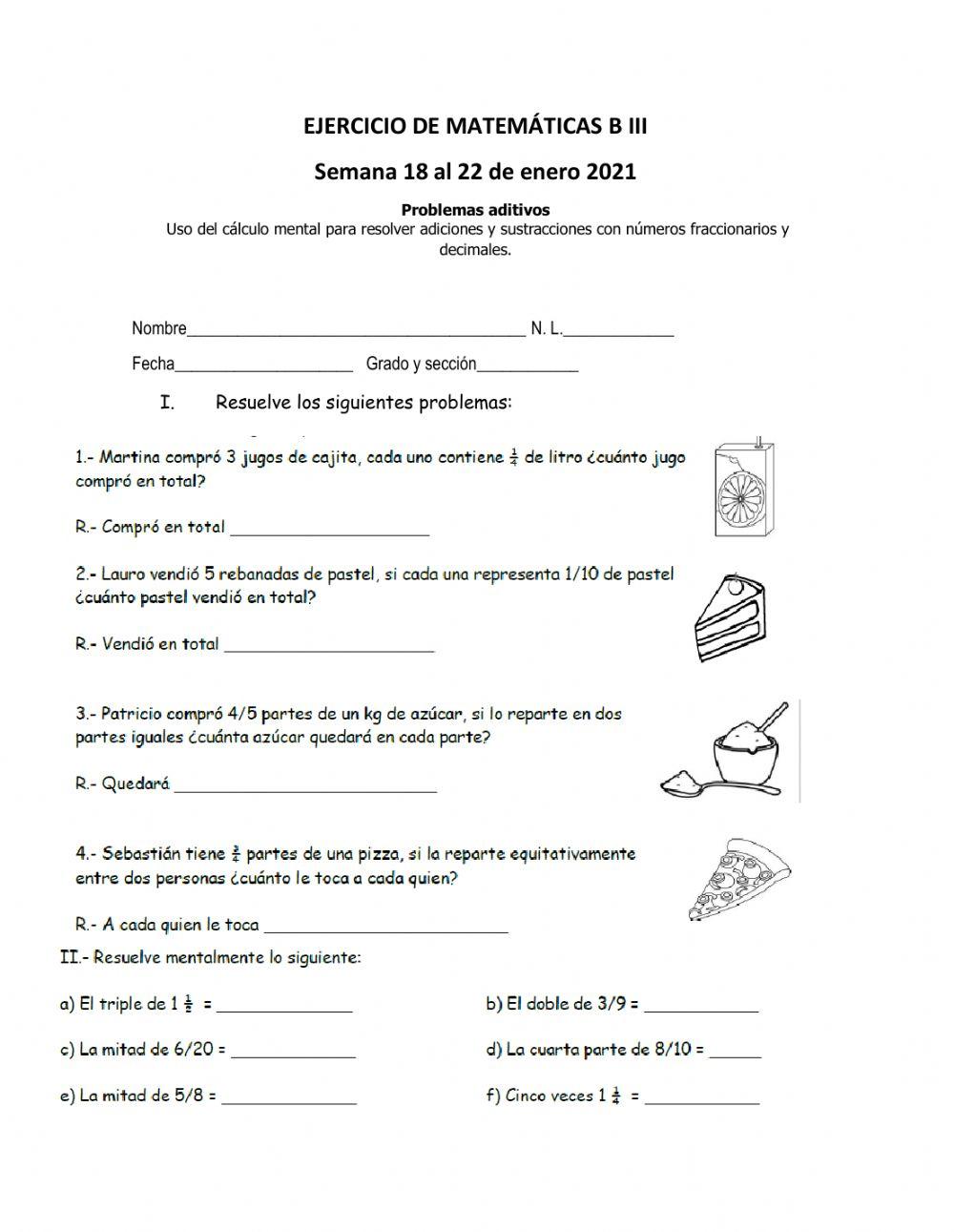Cálculo mental de fracciones