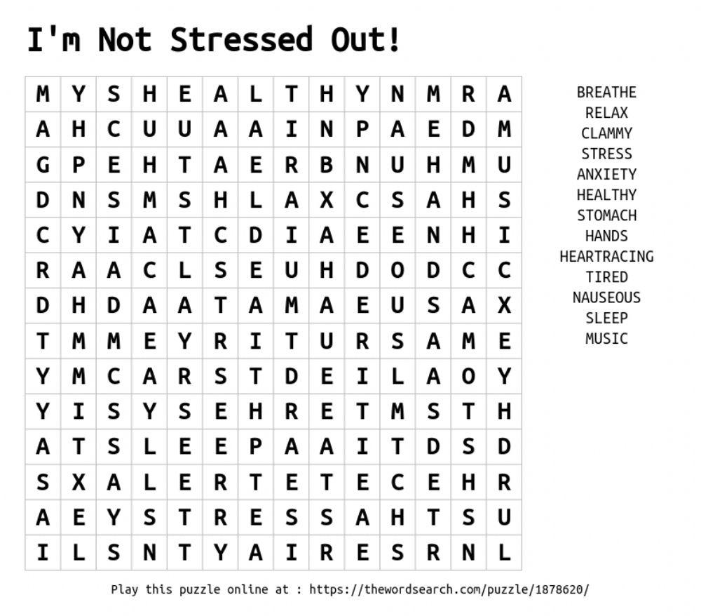 Anxiety Word Search