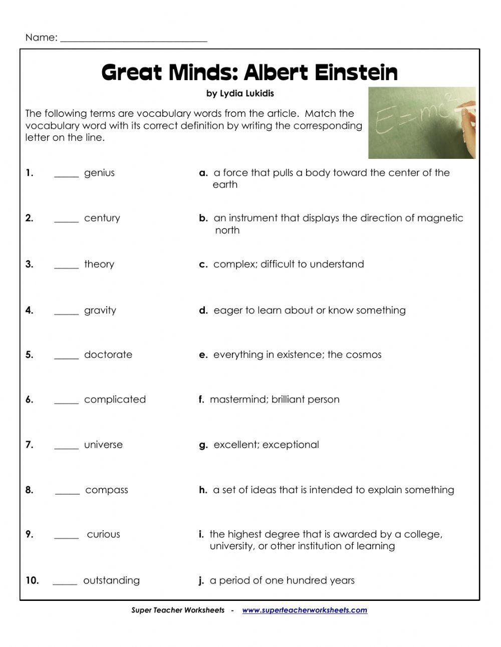 Great Minds - A… | Free Interactive Worksheets | 6374022