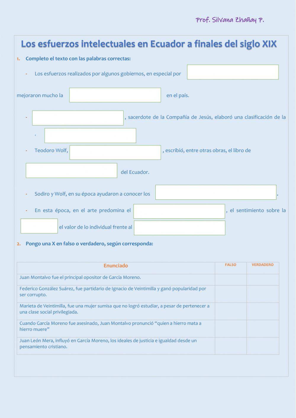 Ecuador, esfuerzos intelectuales en el siglo XIX