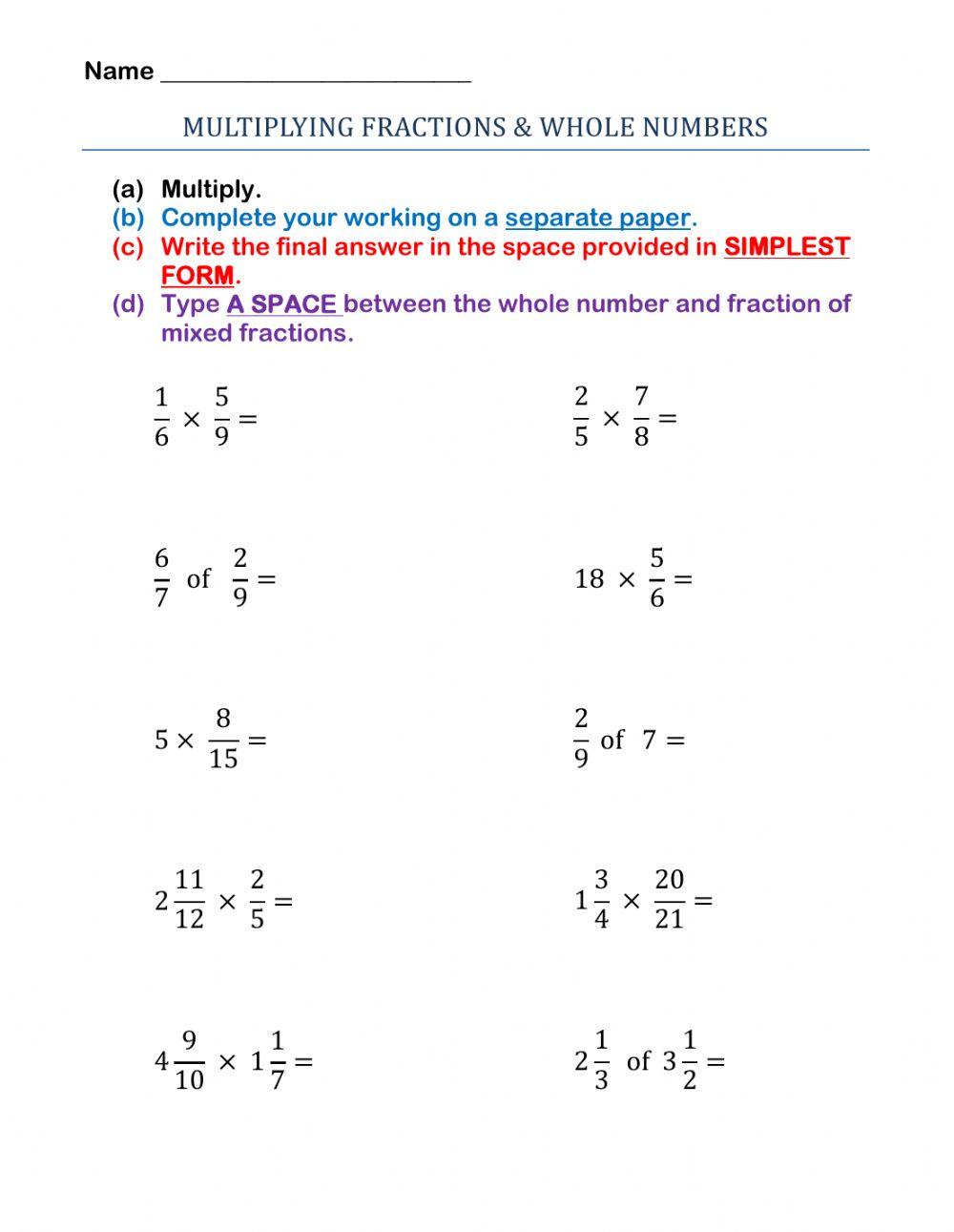 Multiplying Fractions