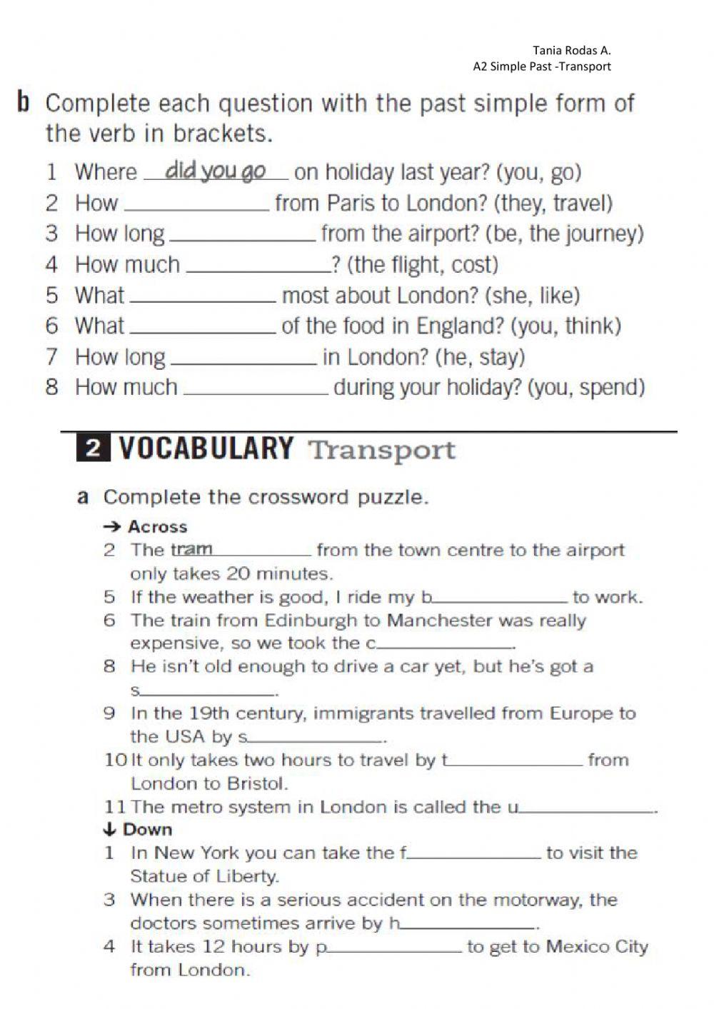 Simple past and transport