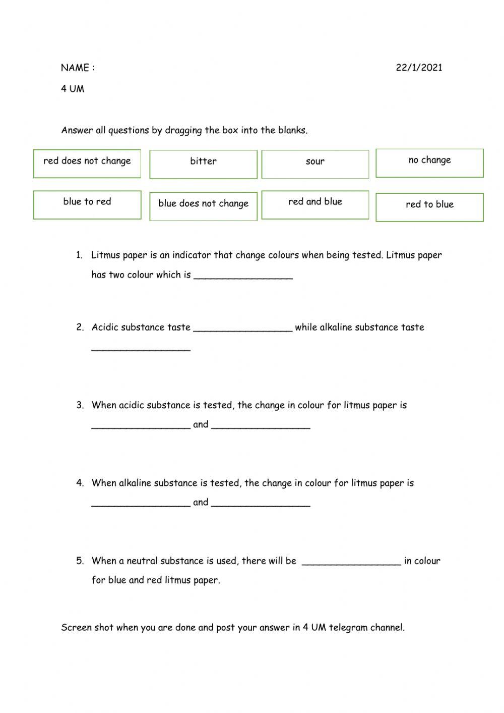 Acid alkaline Year 3 Revision
