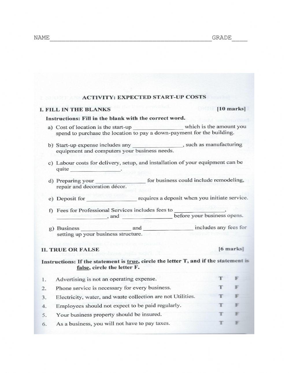 Expected Cost to Start a Business