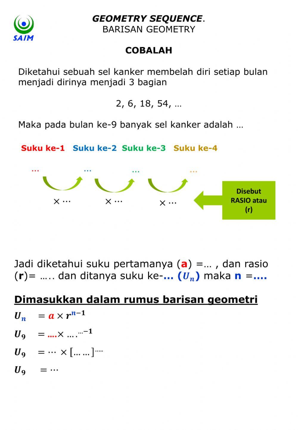 Barisan Geometri dan Latihan soal