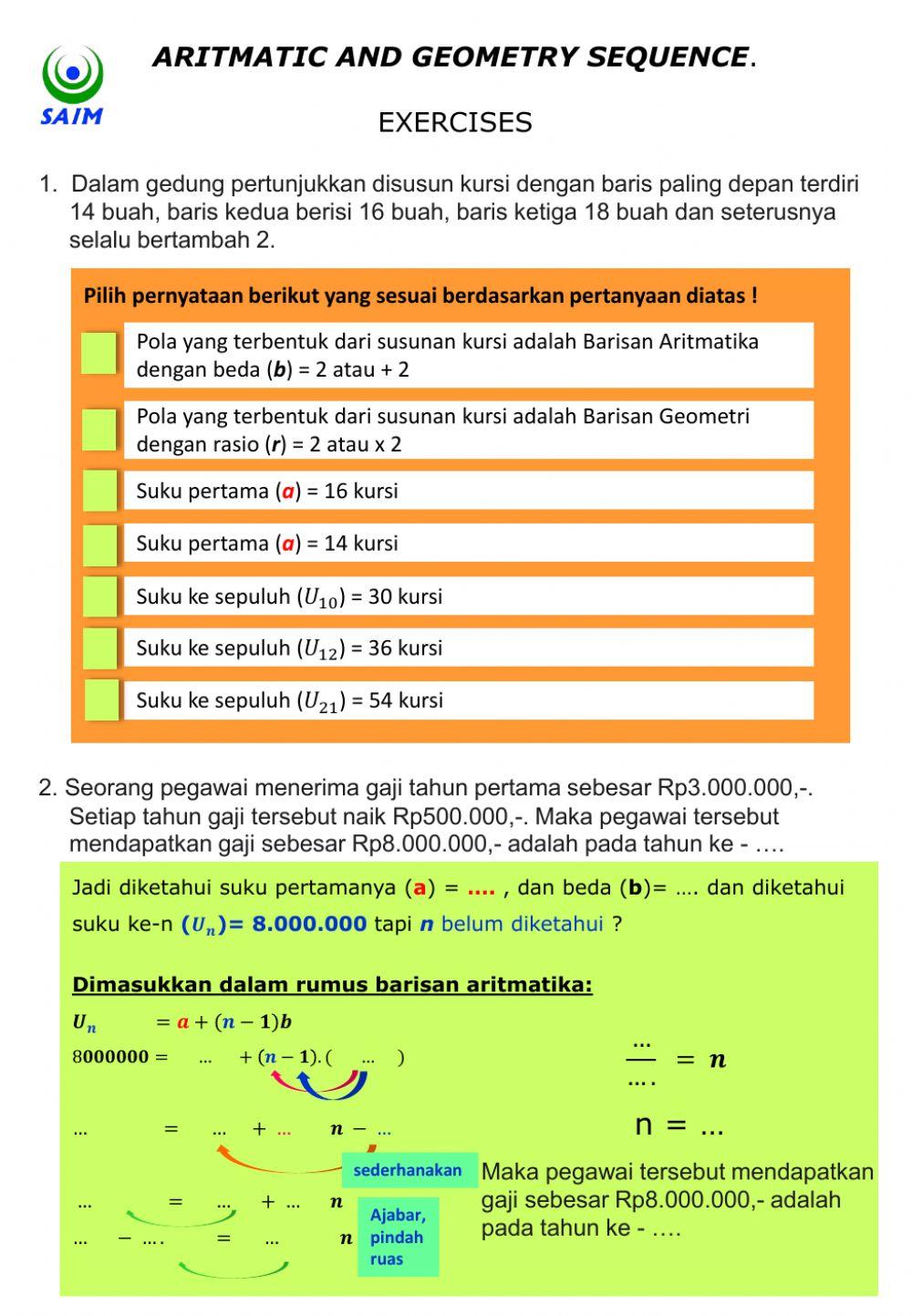 Barisan Geometri dan Latihan soal