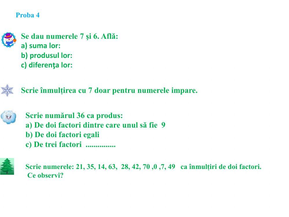 Să ne amintim! Înmulțirea în concentrul 0-100