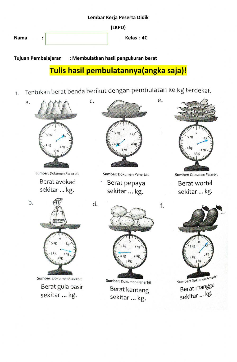 Pembulatan hasil berat