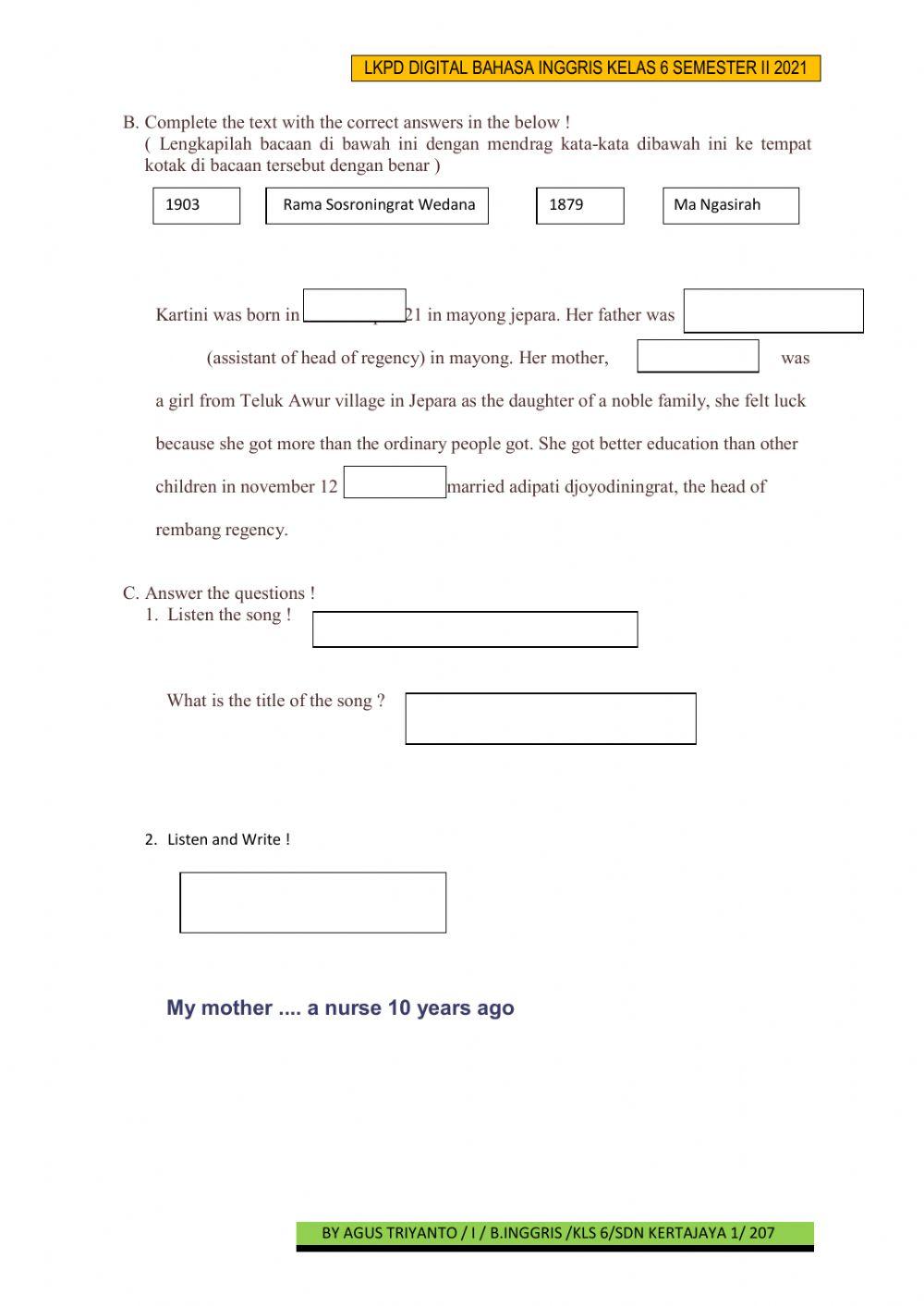 Lkpd digital bahasa inggris tema 4 kelas 6