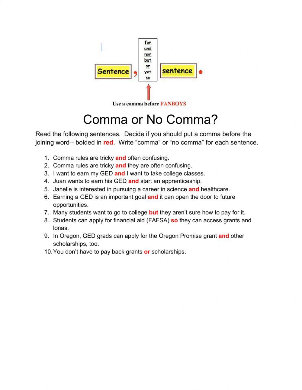 Compound Sentences and Commas