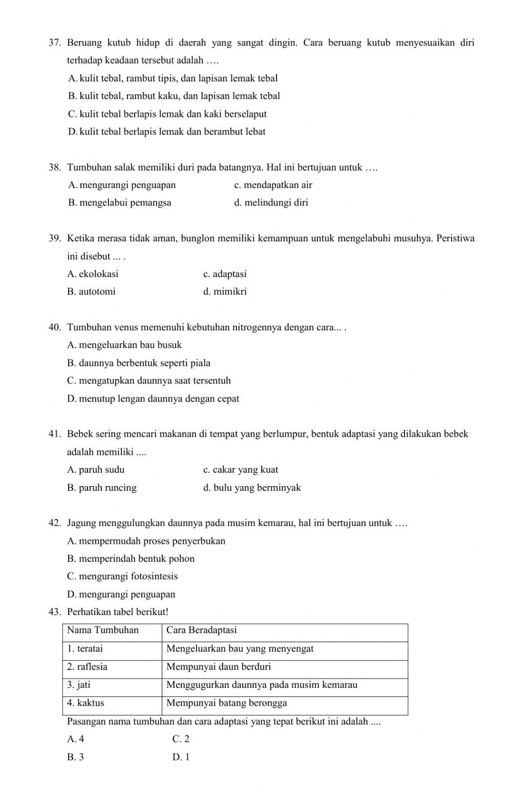 Adaptasi Makhluk Hidup