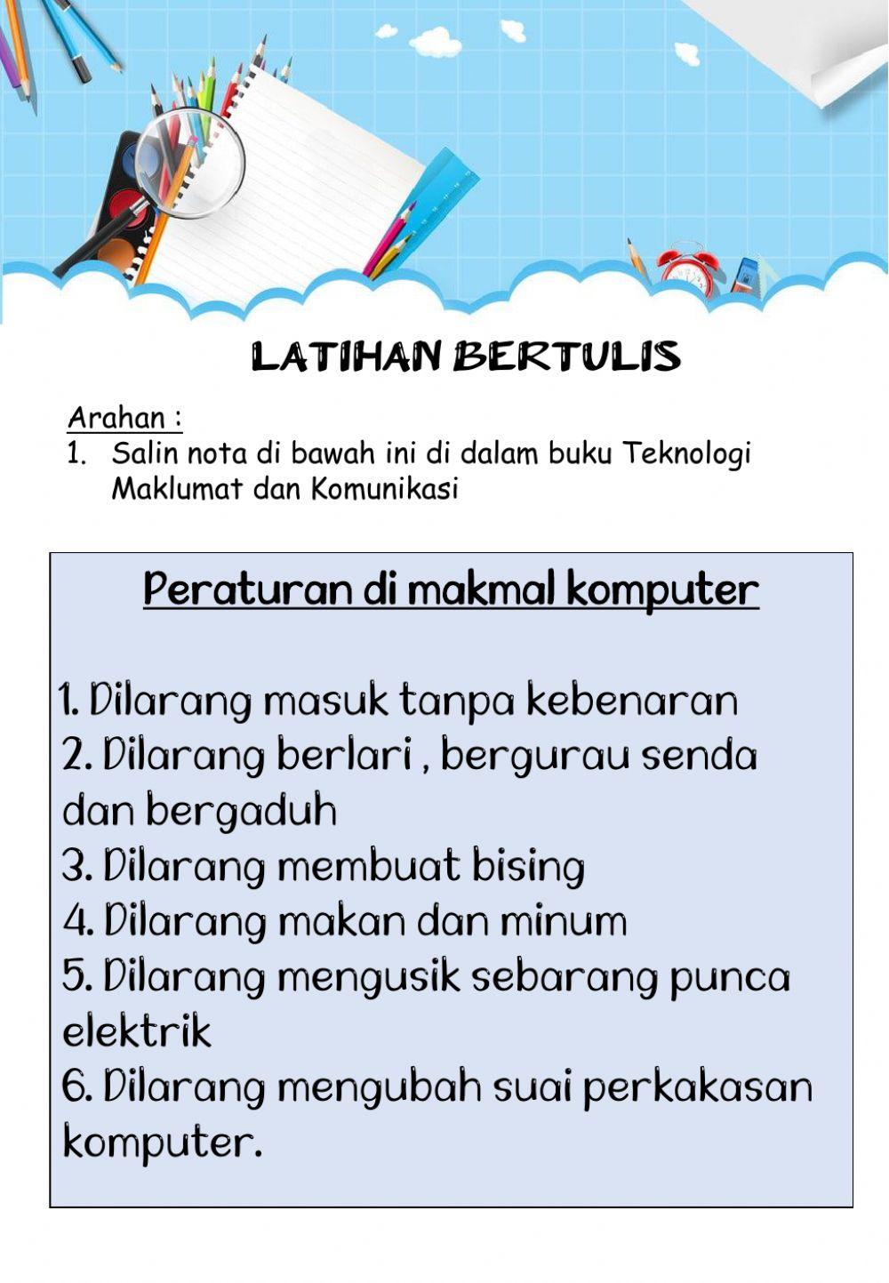 TMK Tahun 4 : Peraturan di Makmal Komputer