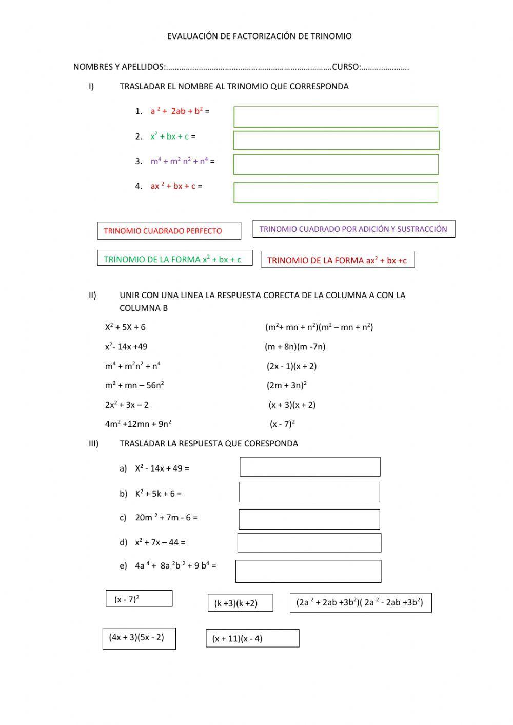 Factorización de trinomios