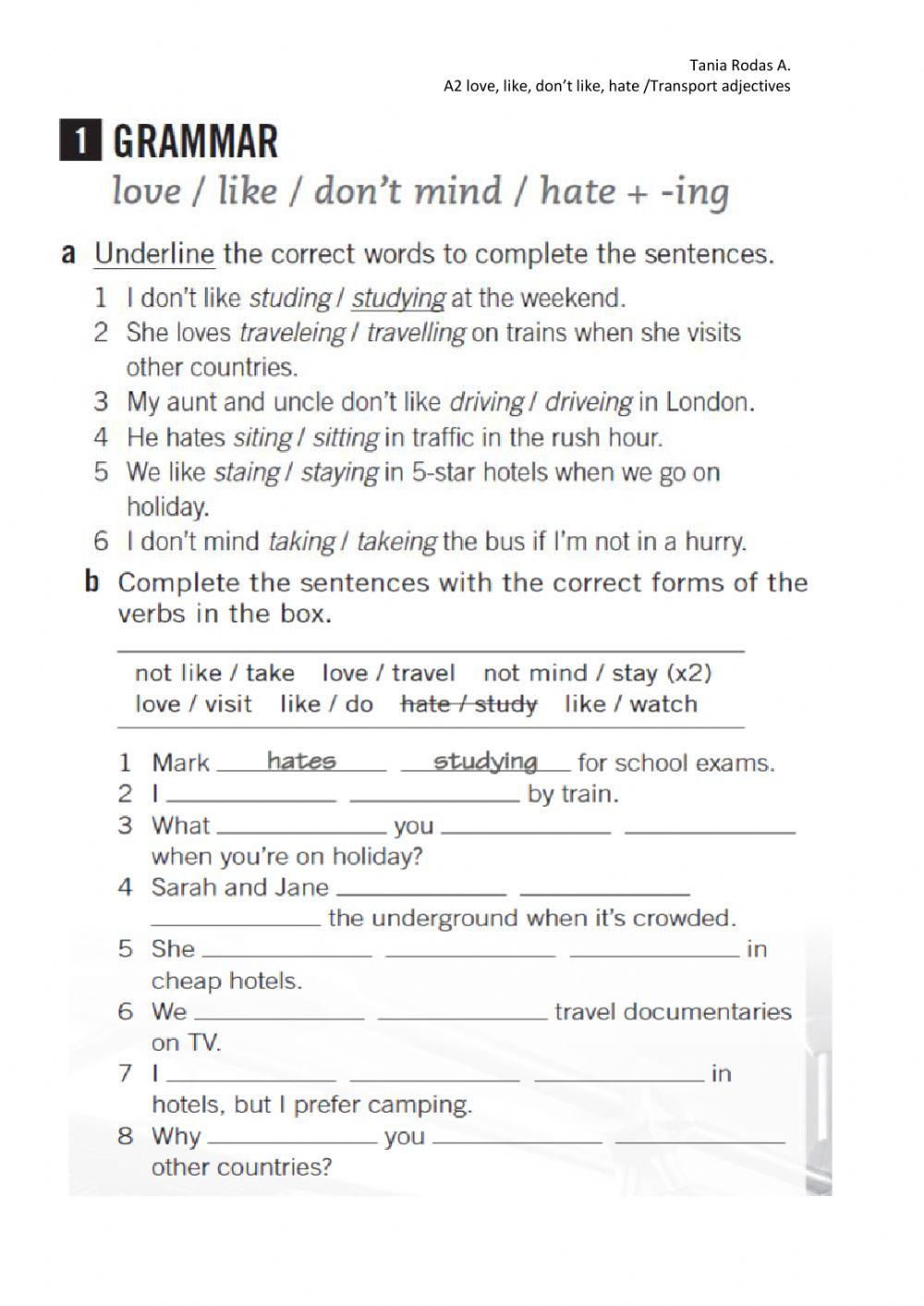 Verb-ing - adjectives of transportation