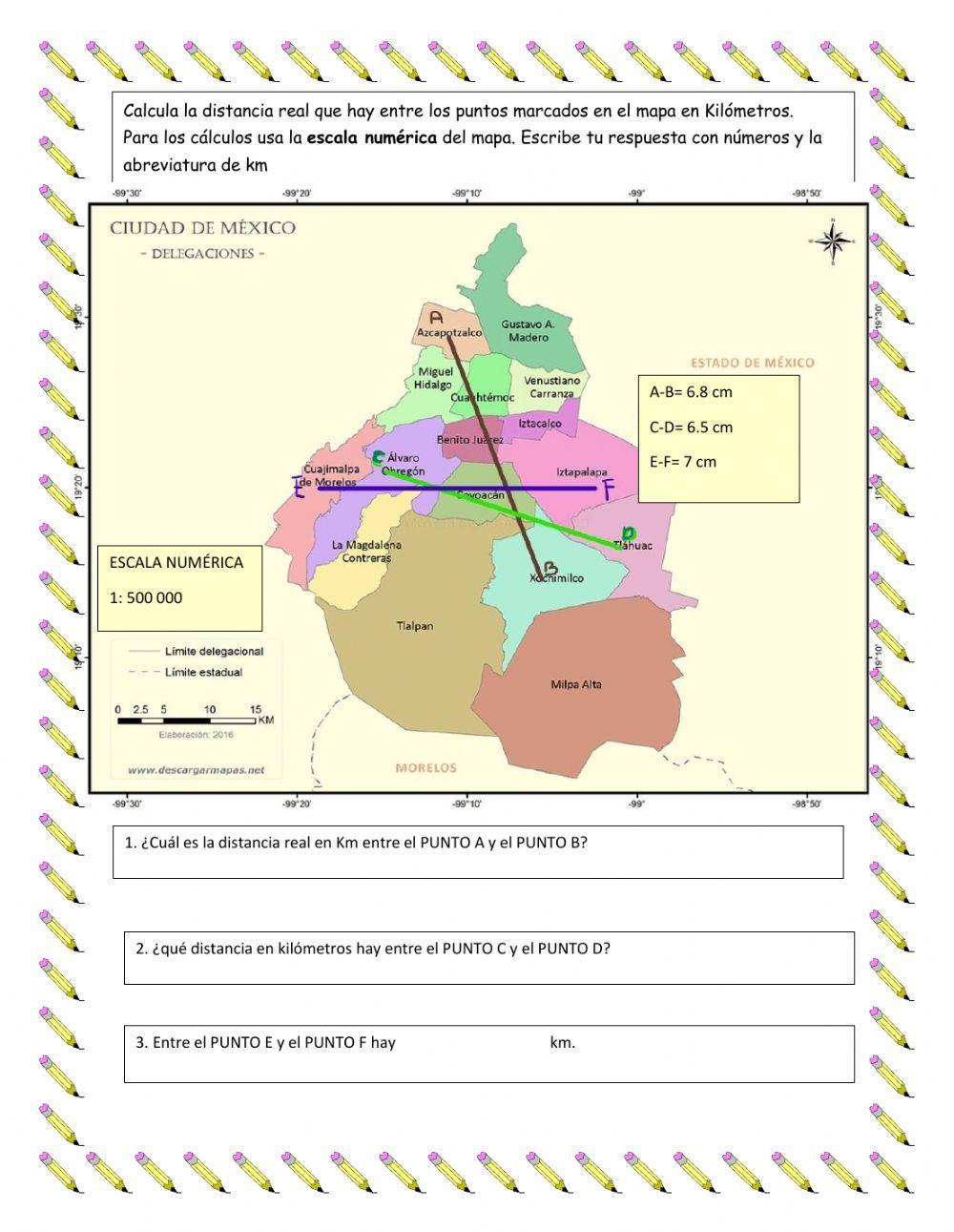 Ejercicio de escala numérica en los mapas