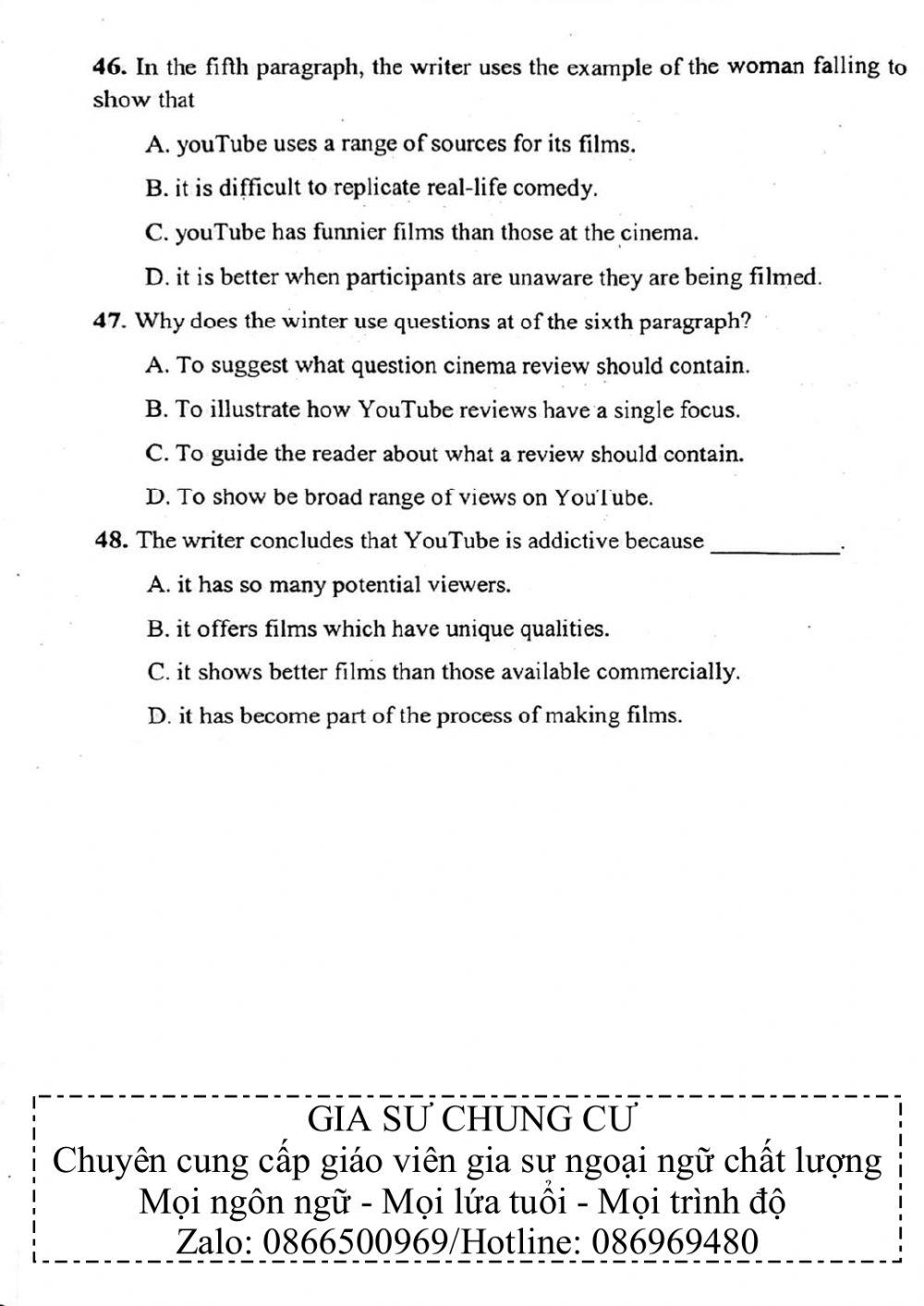 Đề thi đánh giá năng lực ngoại ngữ Tiếng Anh vào lớp 10 Chuyên ngoại ngữ - Số 2.1