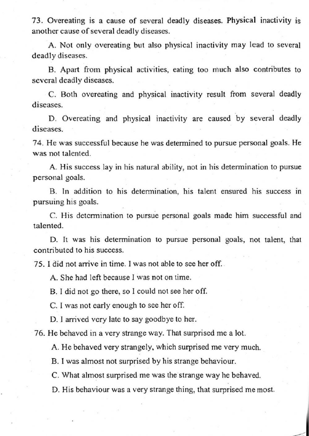 Đề thi đánh giá năng lực ngoại ngữ Tiếng Anh vào lớp 10 Chuyên ngoại ngữ - Số 1.2