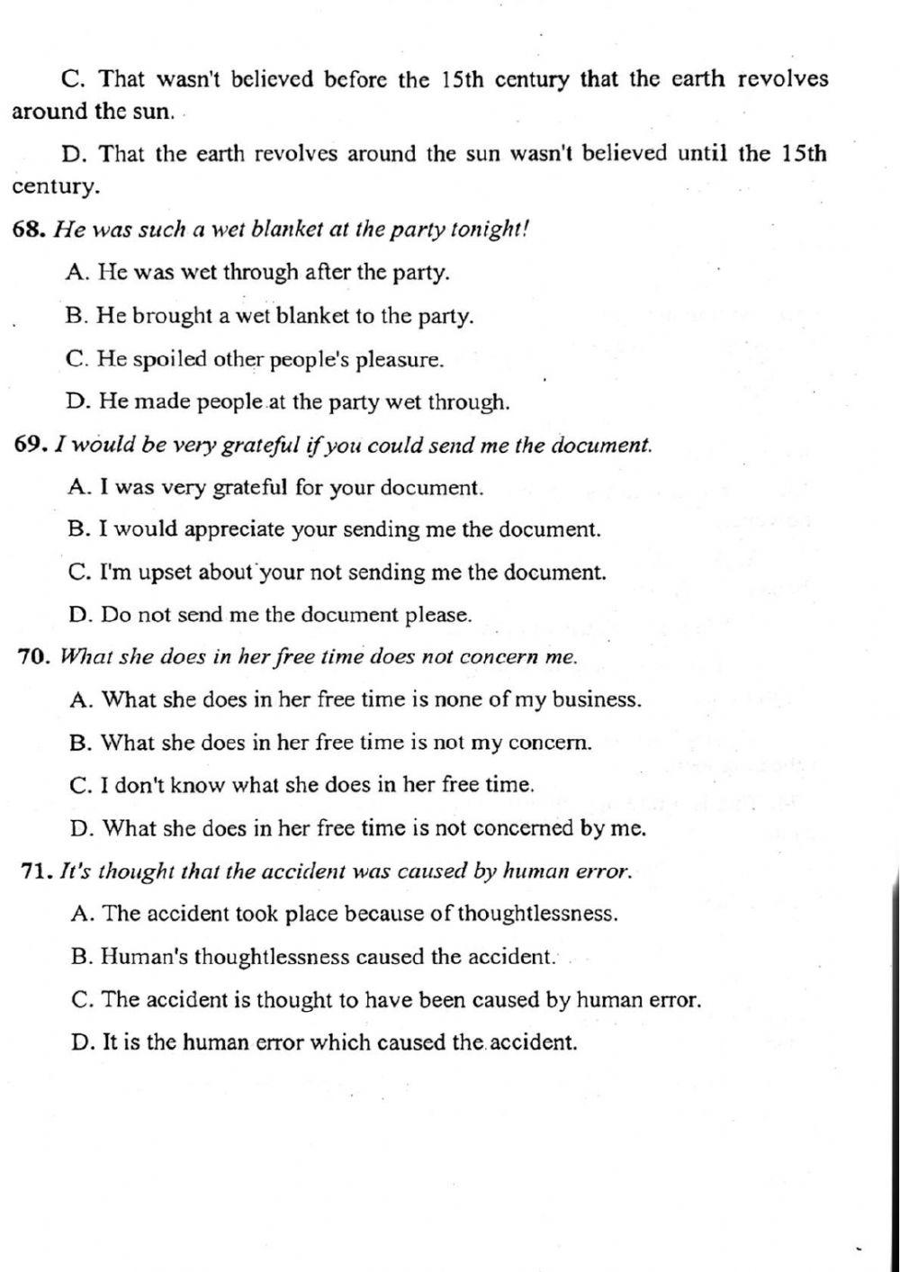 Đề thi đánh giá năng lực ngoại ngữ Tiếng Anh vào lớp 10 Chuyên ngoại ngữ - Số 2.2