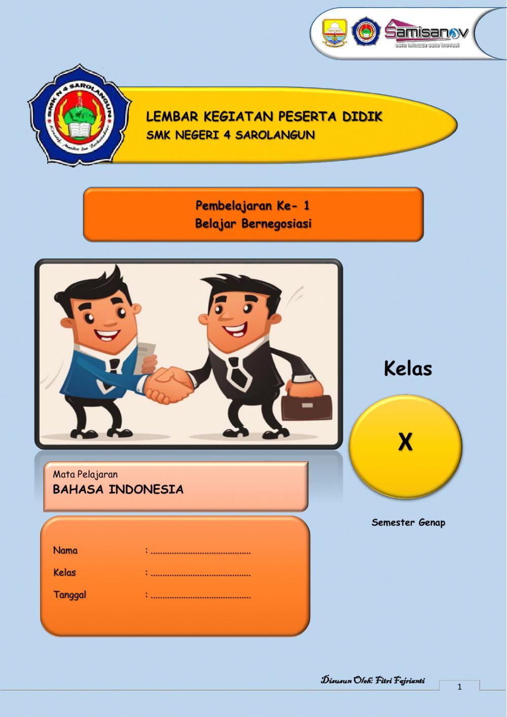 Lkpd 1 : struktur teks negosiasi