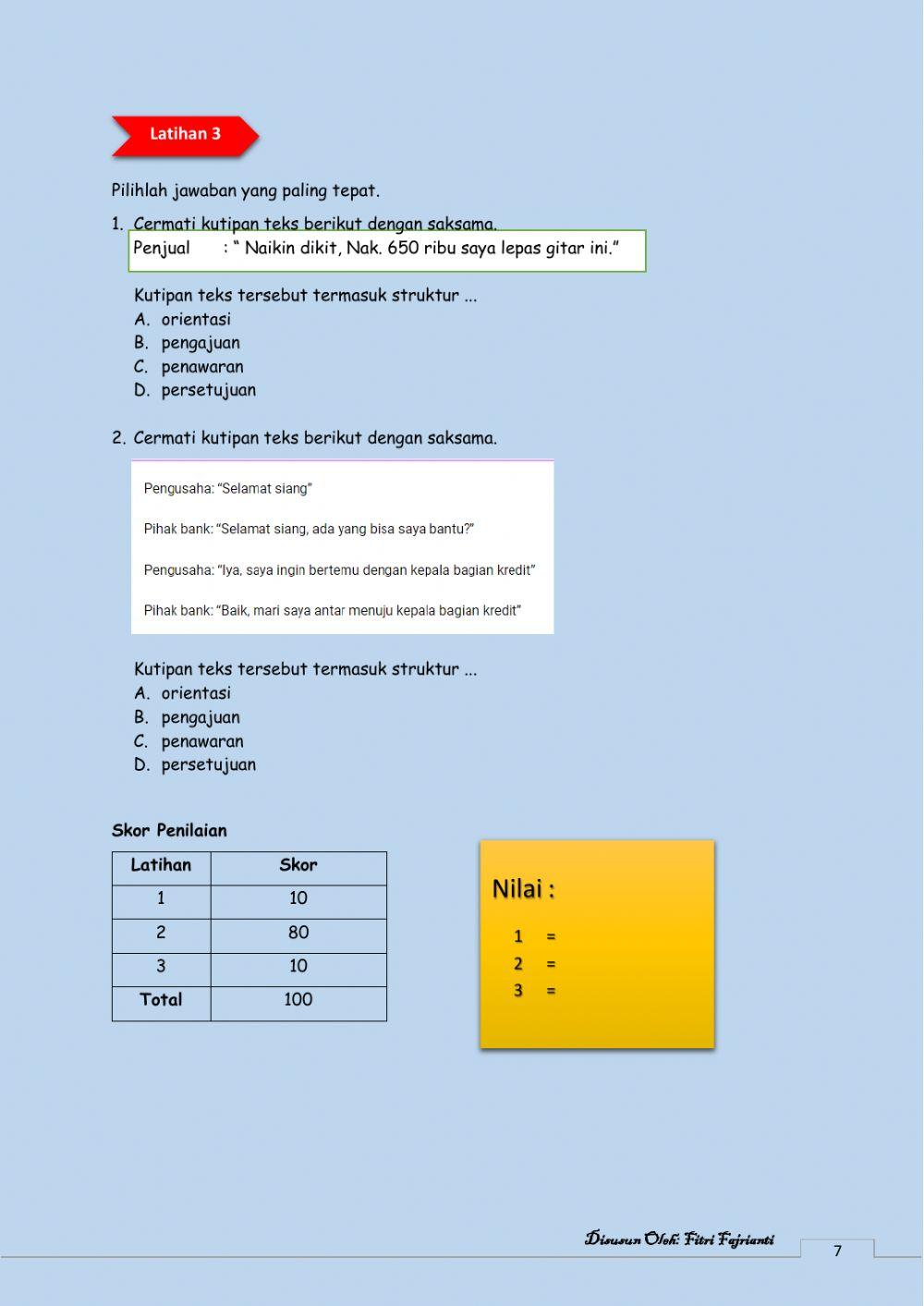 Lkpd 1 : struktur teks negosiasi