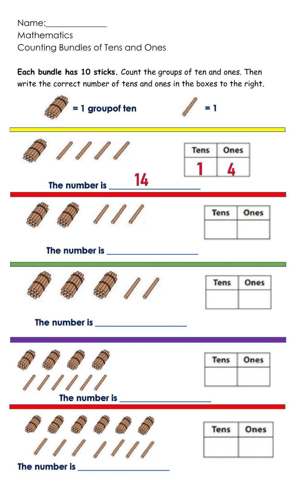 Counting groups of Tens and Ones