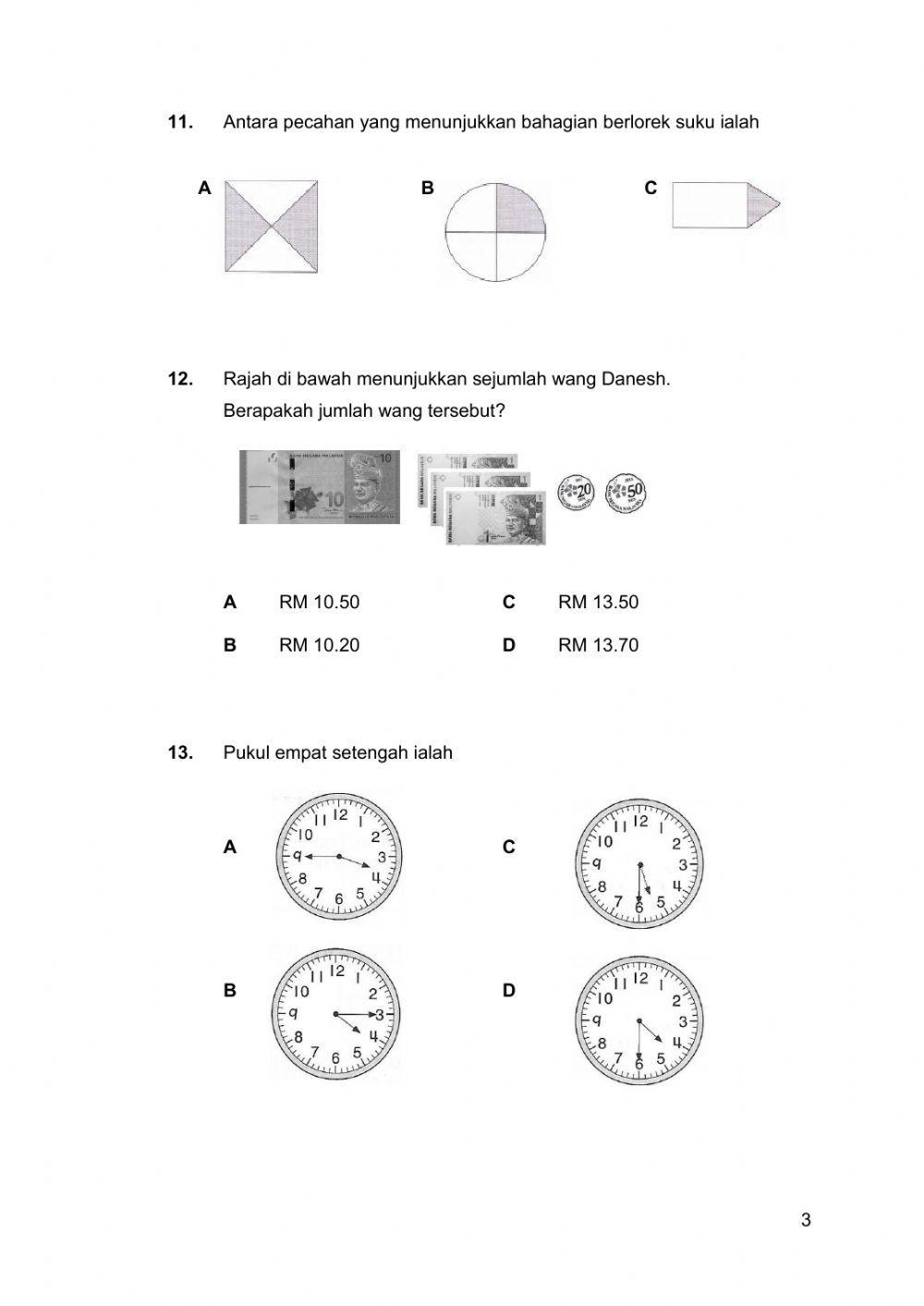 Kuiz Matematik Tahun 1