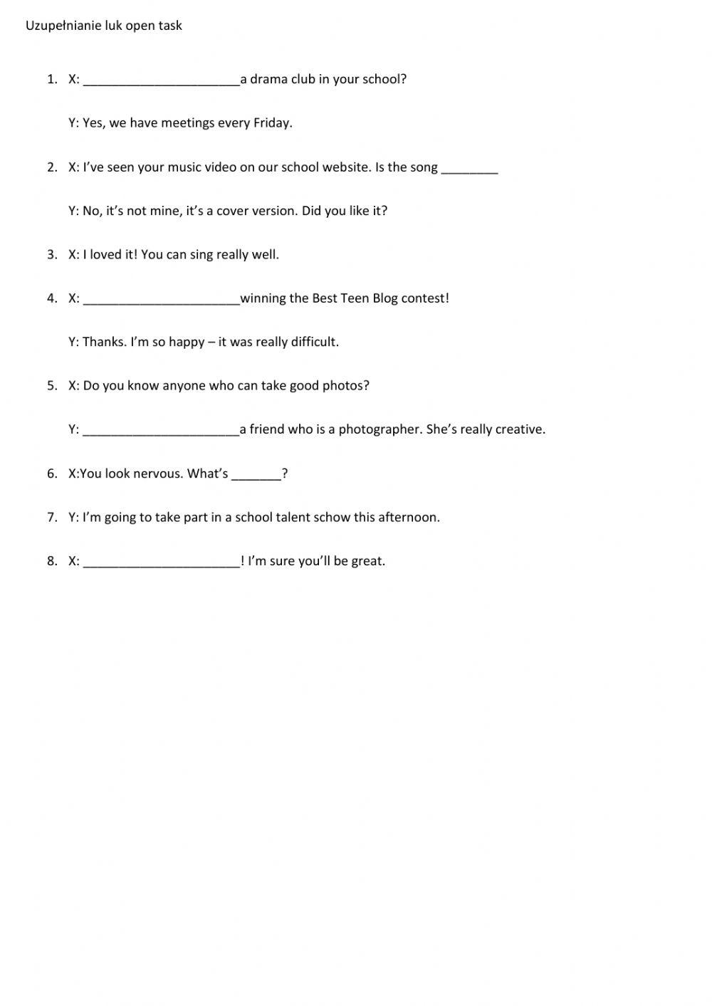 Open tasks Repetytorium Człowiek kl. 7