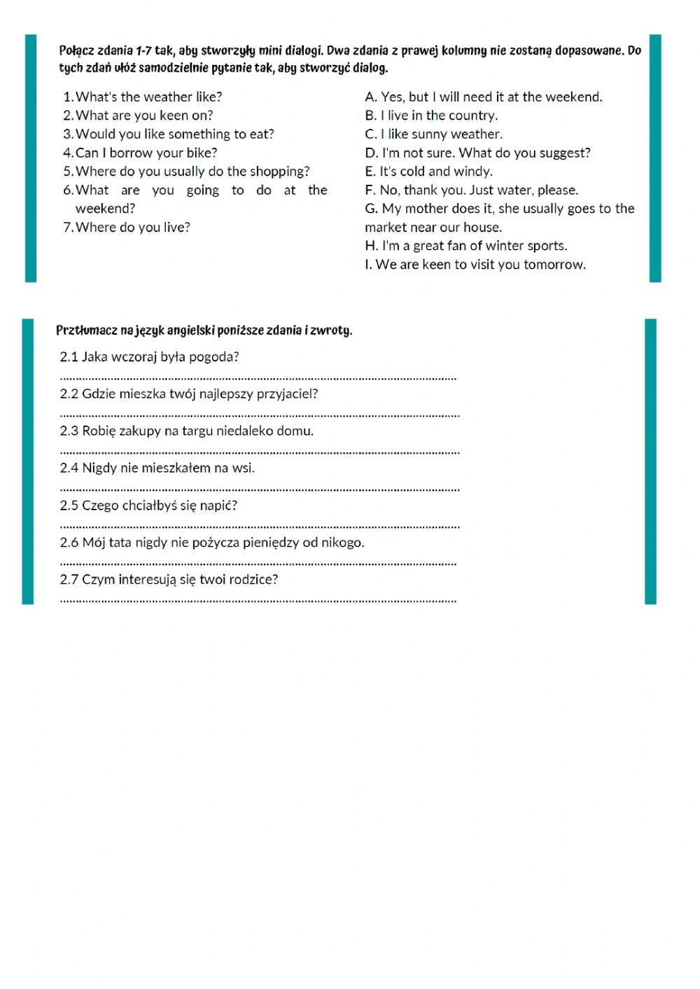 Open tasks Repetytorium Człowiek kl. 7