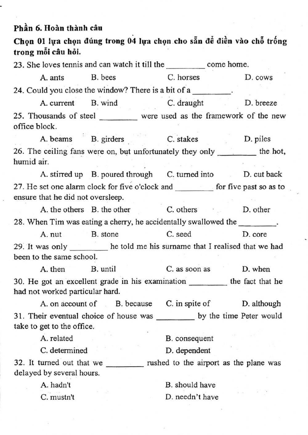 Đề thi đánh giá năng lực ngoại ngữ Tiếng Anh vào lớp 10 Chuyên ngoại ngữ - Số 3.1